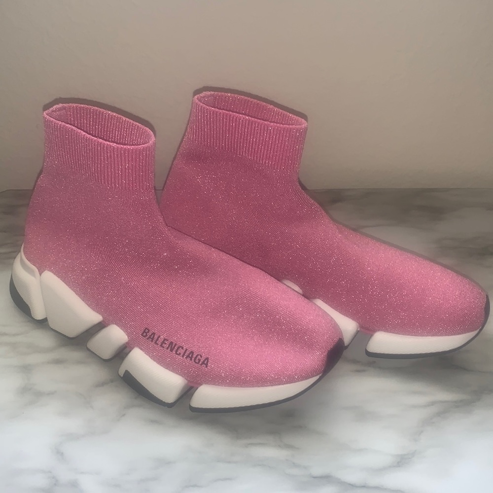 Balenciaga, pink sparkle sneaker women size 6